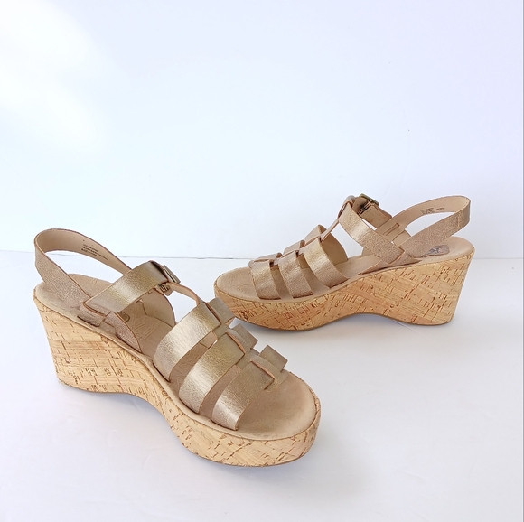Kork-ease Korks Gold Bronze Platform Fisherman Leather Sandals - Picture 2 of 7